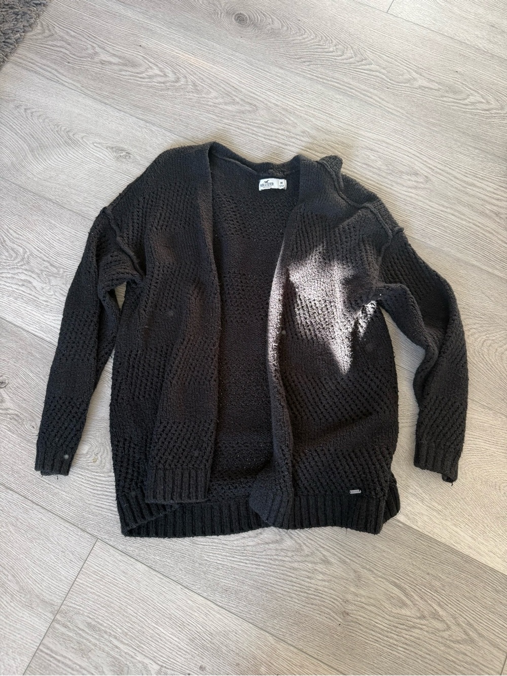 Hollister Black Open Knit Sweater Cardigan
